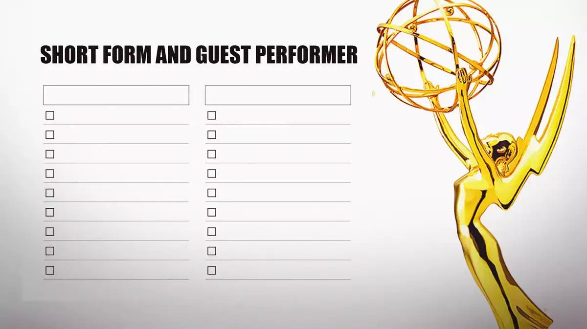 Emmy Award statuette, checklist with Short Form and Guest Performer on top