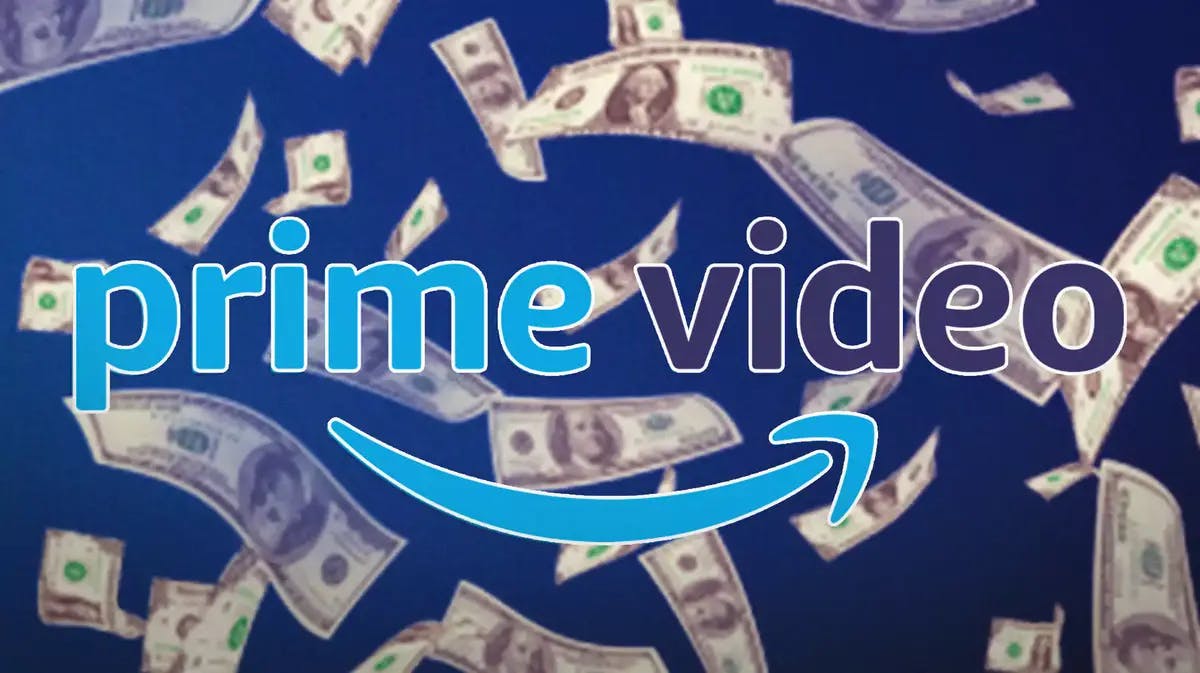 Prime Video logo with money falling around it.