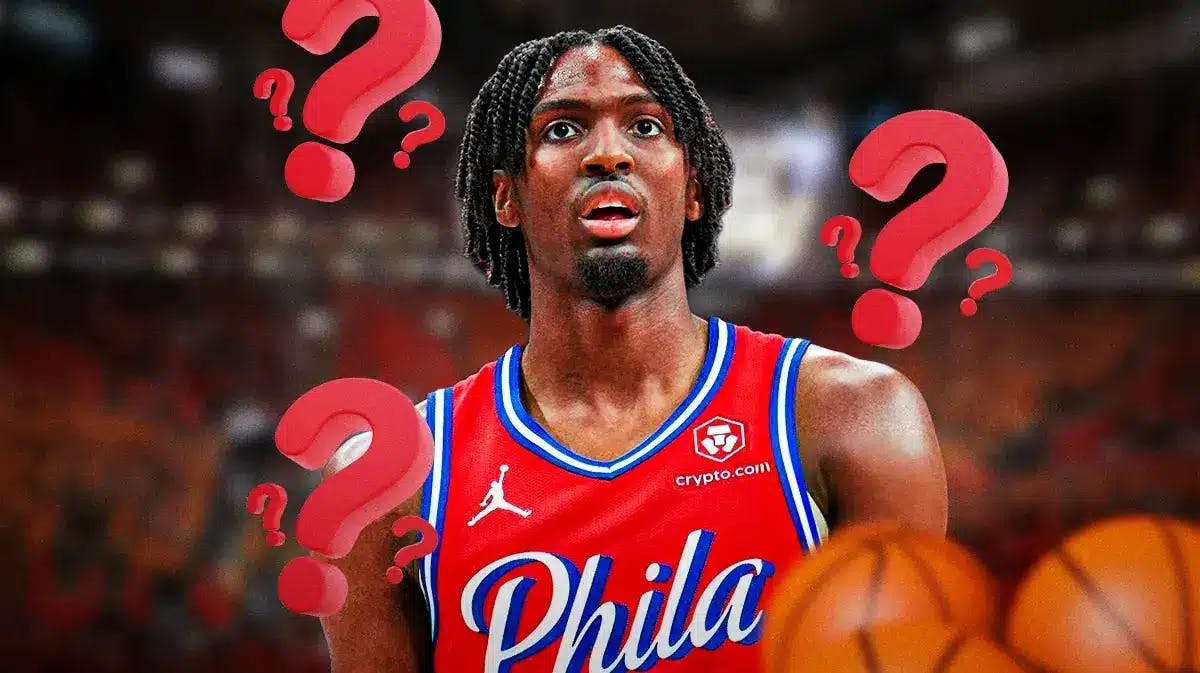 76ers' Tyrese Maxey surrounded by question marks