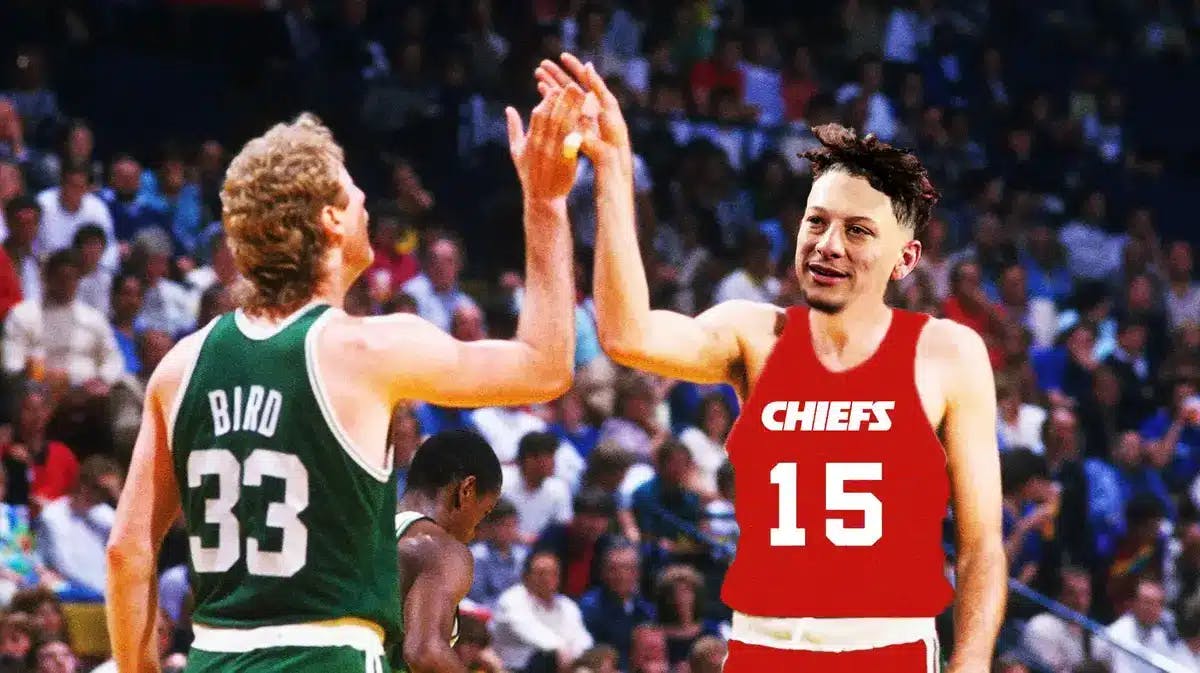 Patrick Mahomes (chiefs) as KEVIN McHALE (man on right)
