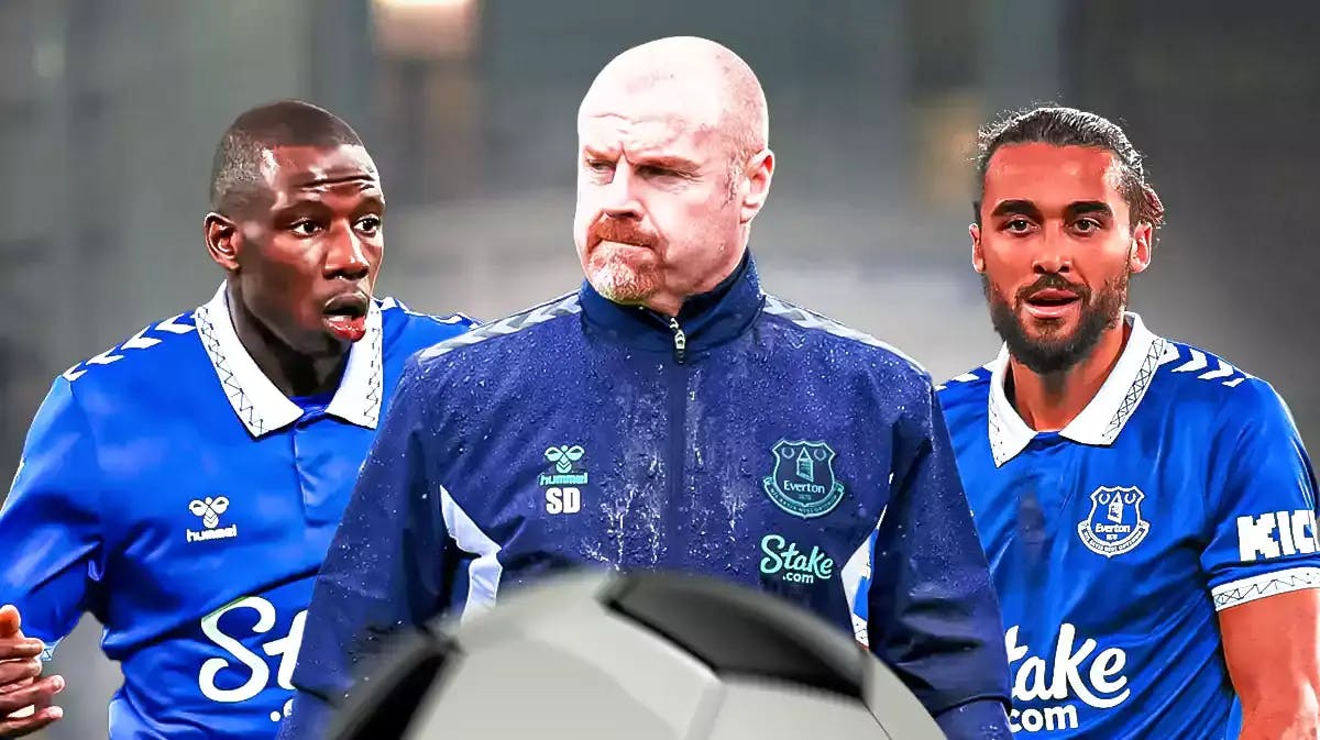 Photo: Sean Dyche, Dominic Calvert-Lewin, Abdoulaye Doucoure in Everton gear