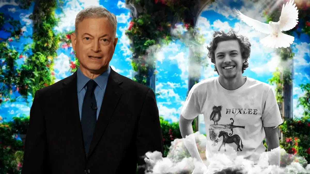 Gary and Mac Sinise with doves.