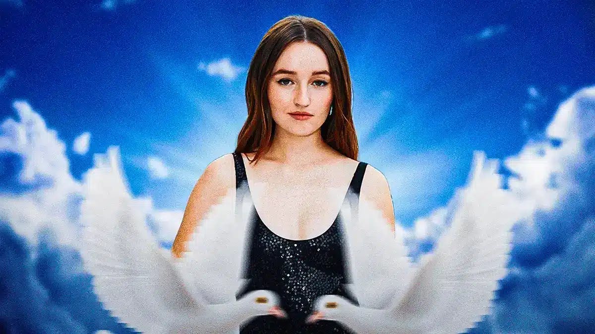 Kaitlyn Dever with Heaven background.