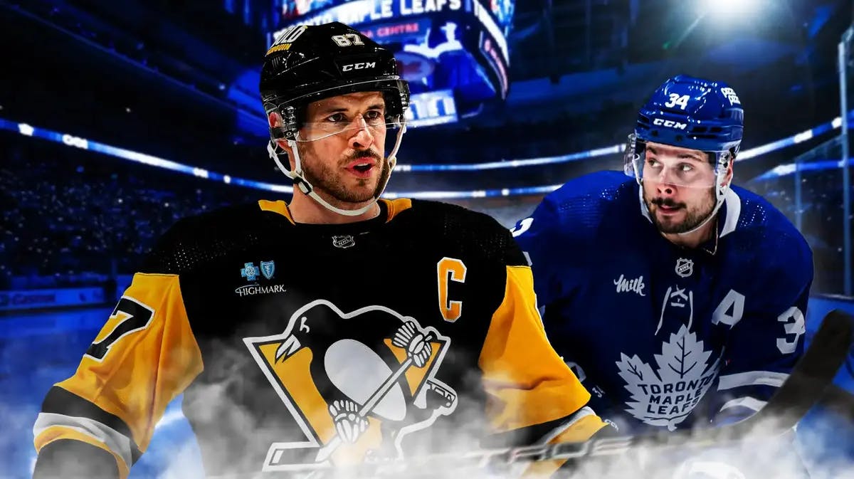 Maple Leafs star Auston Matthews with Penguins star Sidney Crosby.