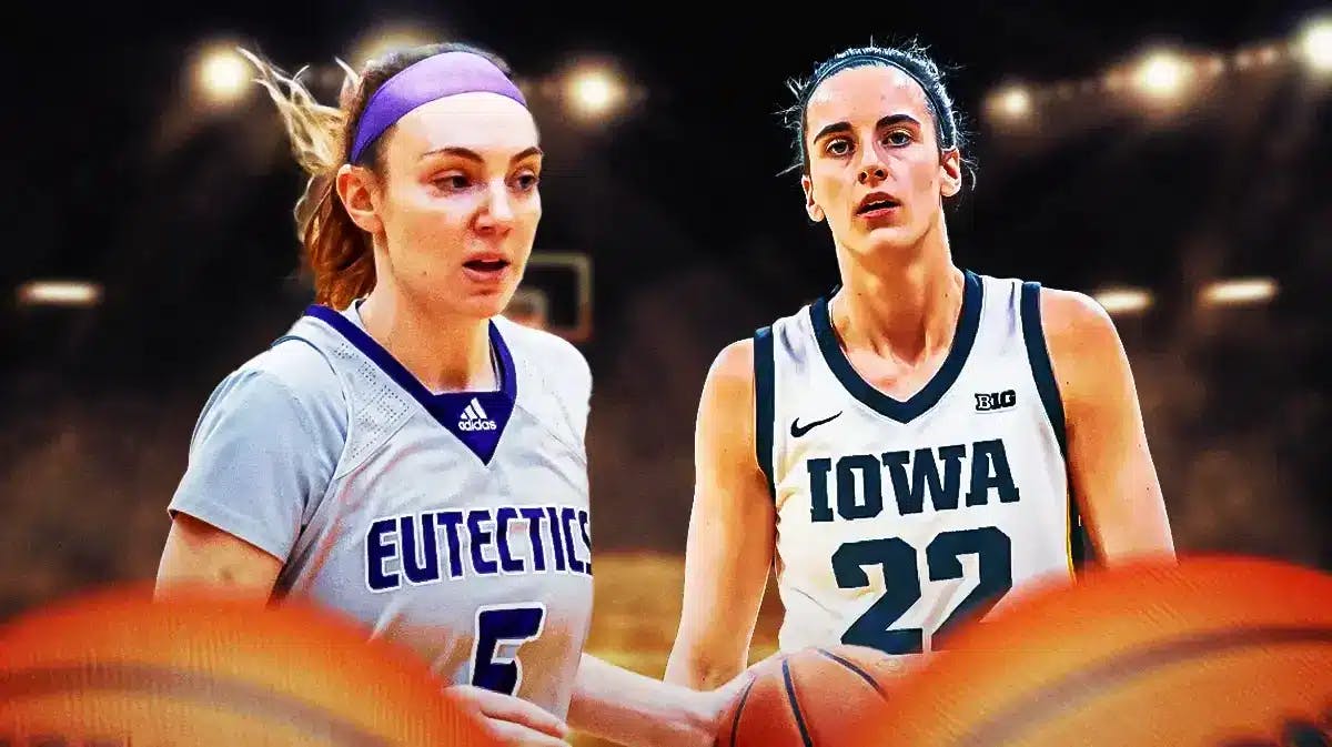 University of Health Sciences and Pharmacy in St. Louis women’s basketball player Grace Beyer and Iowa women’s basketball player Caitlin Clark