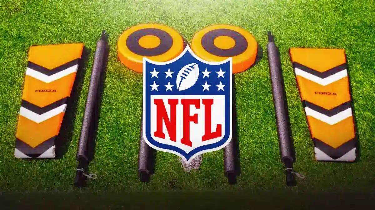 NFL logo stands next to chain gang markers amid technology rumors