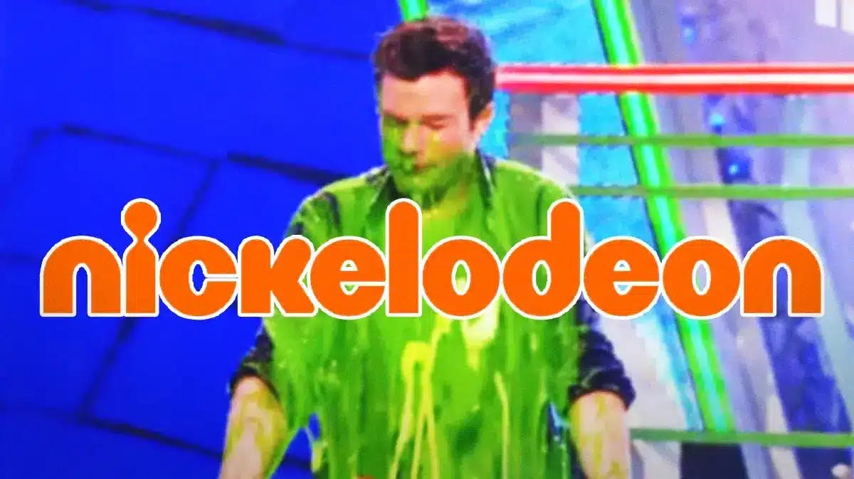 A scene from Quiet on Set with Nickelodeon logo.