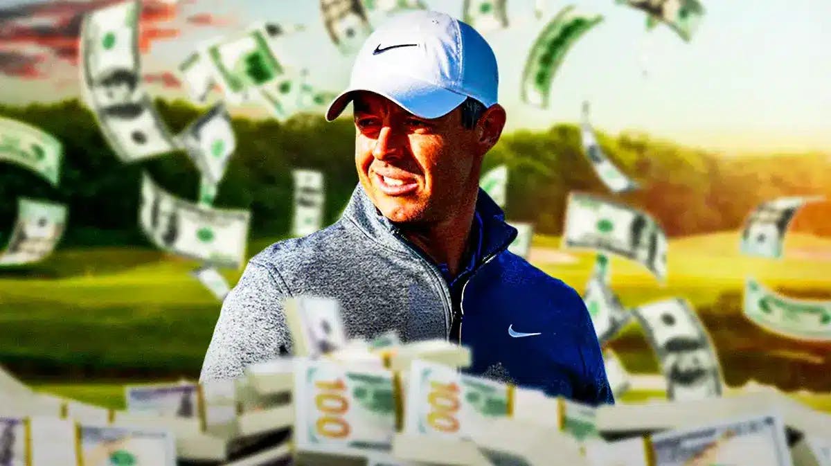 PGA Tour star Rory McIlroy surrounded by cash