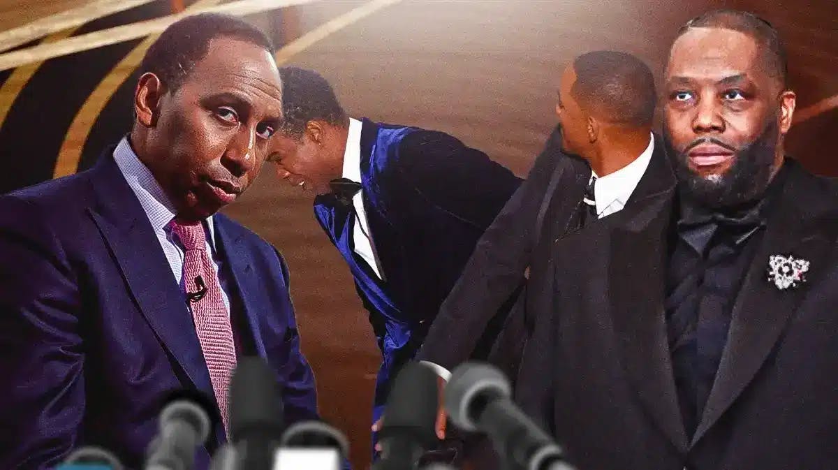 Stephen A. Smith, Killer Mike, and a background with Will Smith and Chris Rock.