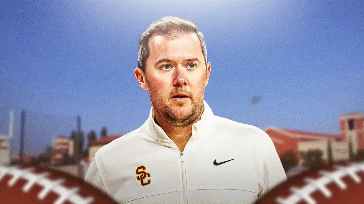USC football, Trojans, Lincoln Riley, transfer portal, John Humphrey, Lincoln Riley with USC football stadium in the background