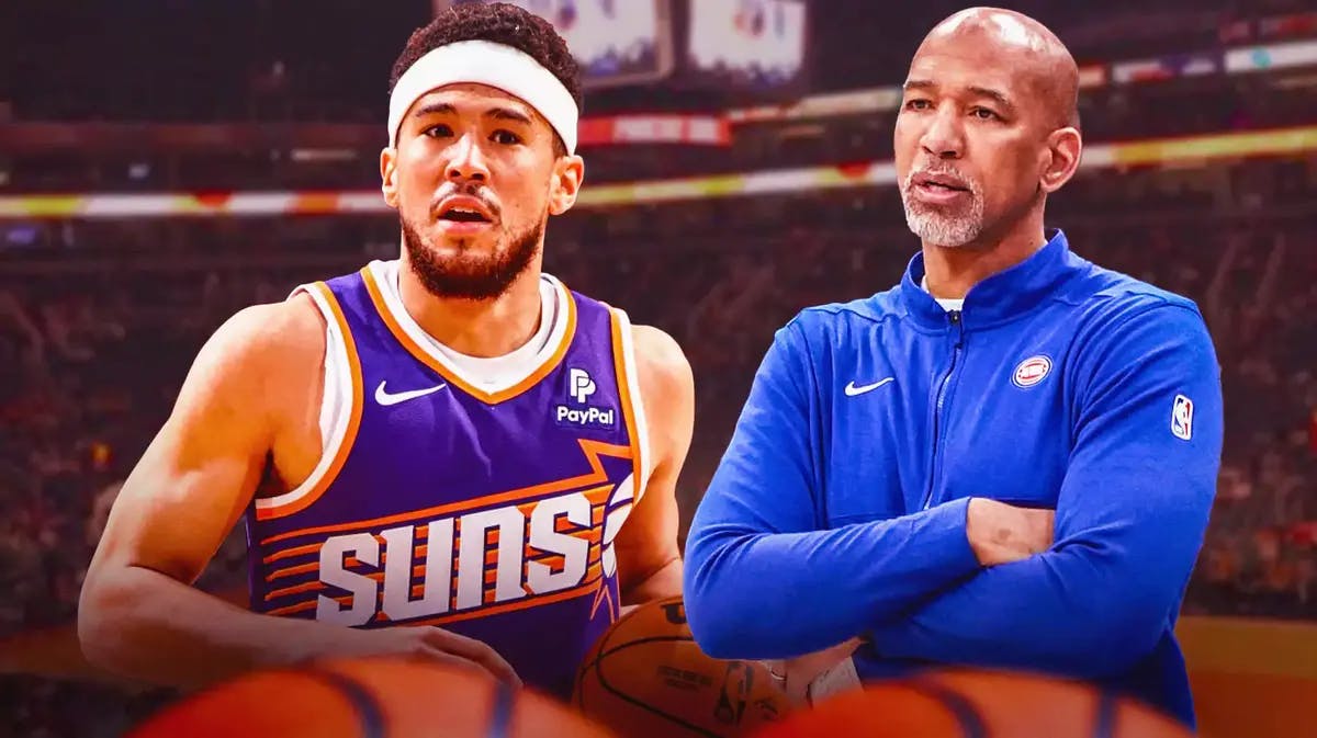 Phoenix Suns guard Devin Booker and former Suns and current Pistons coach, Monty Williams