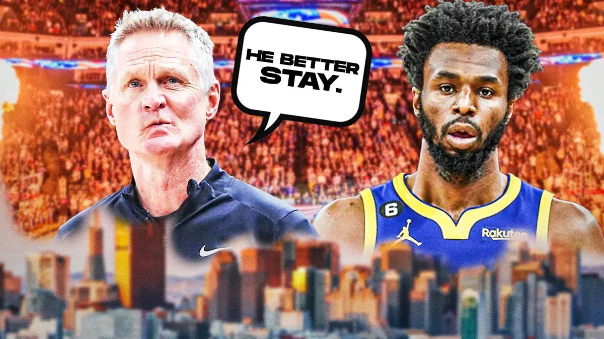 Warriors coach Steve Kerr with trade deadline candidate Andrew Wiggins