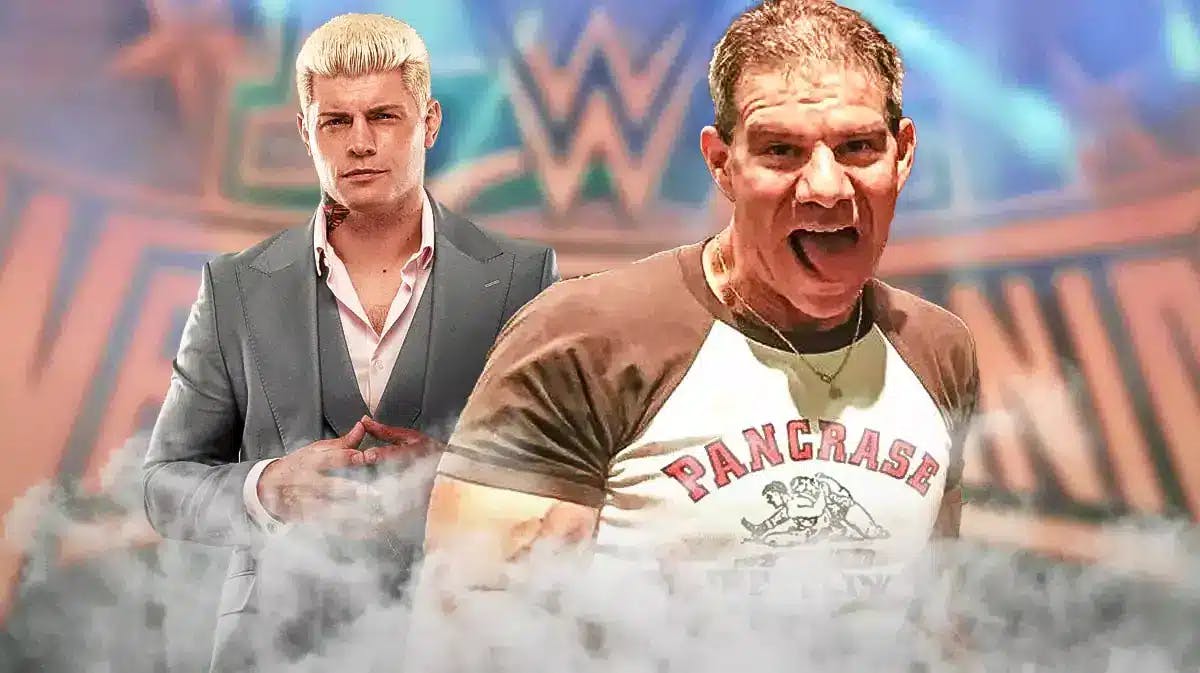 Dave Meltzer next to Cody Rhodes with the WrestleMania 40 logo as the background.