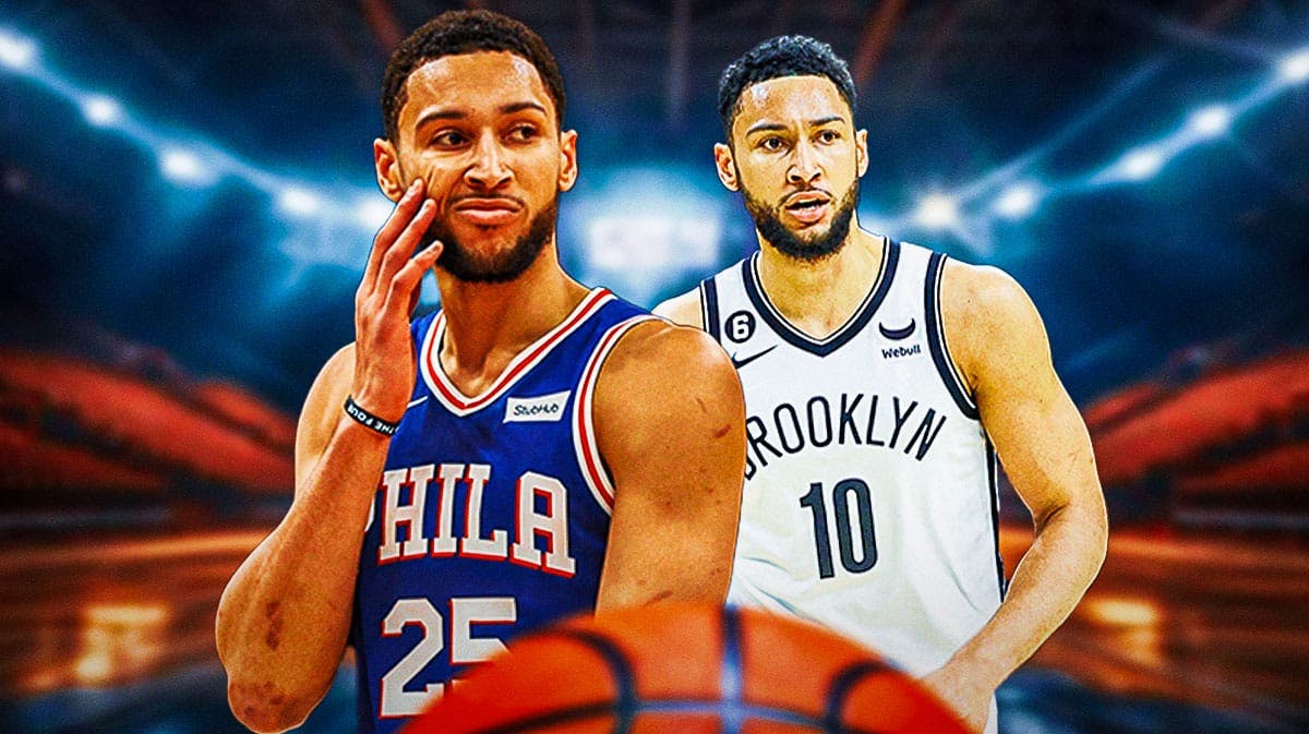 Ben Simmons playing for the Philadelphia 76ers and the Brooklyn Nets.