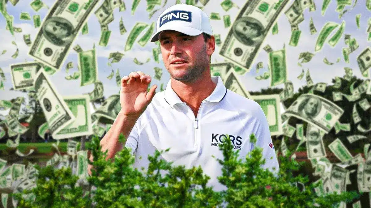 Austin Eckroat (PGA TOUR pro) looking happy and with money raining in the background