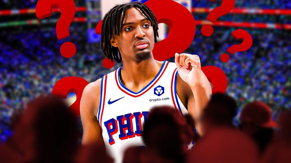 76ers' Tyrese Maxey surrounded by question marks