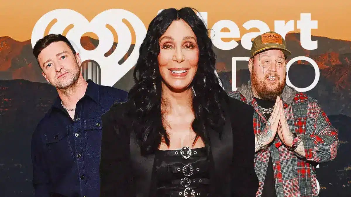 Justin Timberlake, Cher, Jelly Roll; iHeartRadio logo as background