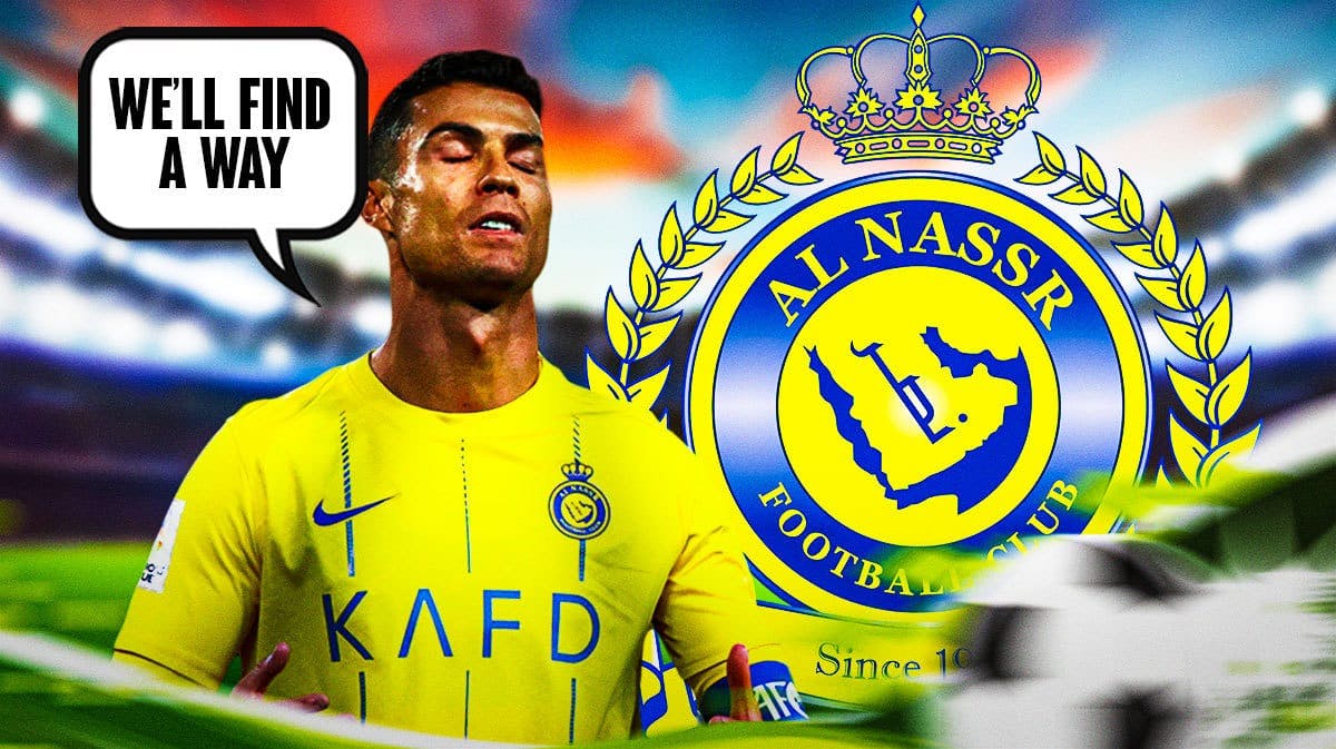 Cristiano Ronaldo saying: ‘We’ll find a way' in front of the Al-Nassr logo