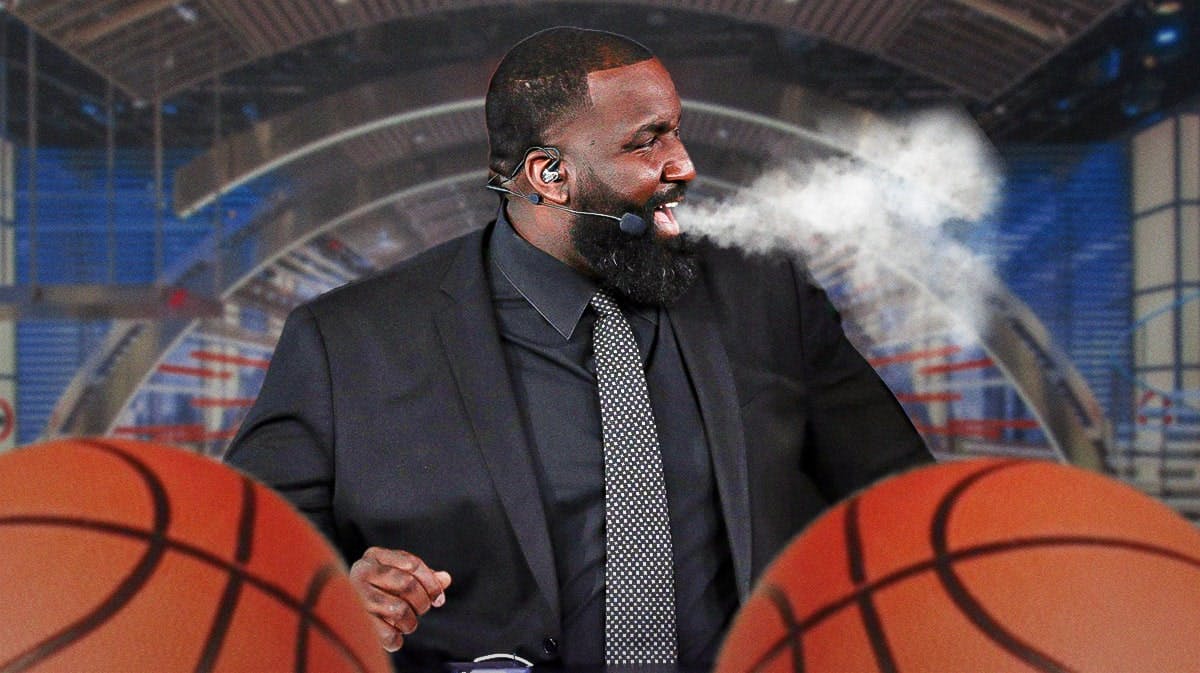 Kendrick Perkins with smoke coming out of his mouth.