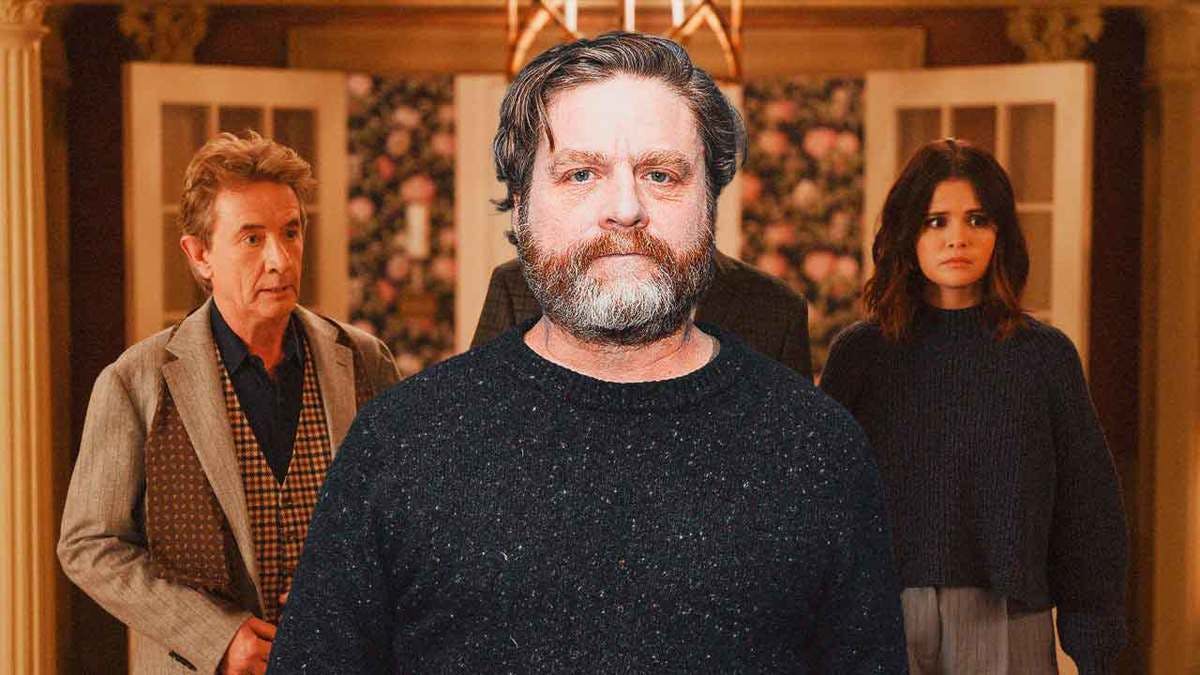 Zach Galifianakis and scene from Only Murders in the Building.