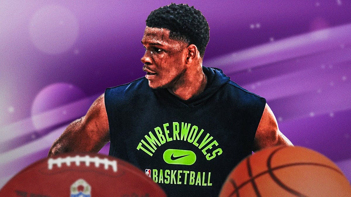 Minnesota Timberwolves guard Anthony Edwards has his mind on both basketball and football