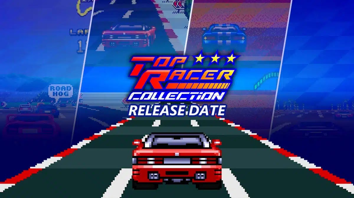 top racer collection, top racer collection release date, top racer collection gameplay, top racer collection story, top racer collection trailers, key art for top racer collection with the words release date under the game title