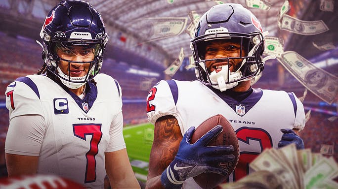 Texans WR Nico Collins and CJ Stroud with money flying around.