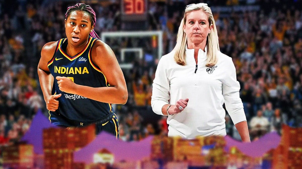 Indiana Fever player Aliyah Boston, with a frustrated/sad/upset expression, and Indiana Fever coach Christie Sides, also with a frustrated/sad/upset expression