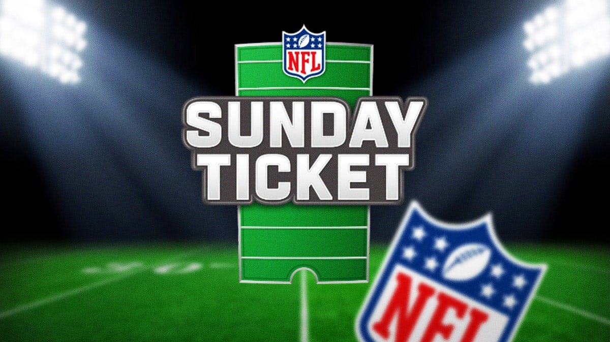 NFL Sunday Ticket logo sits next to football field amid lawsuit