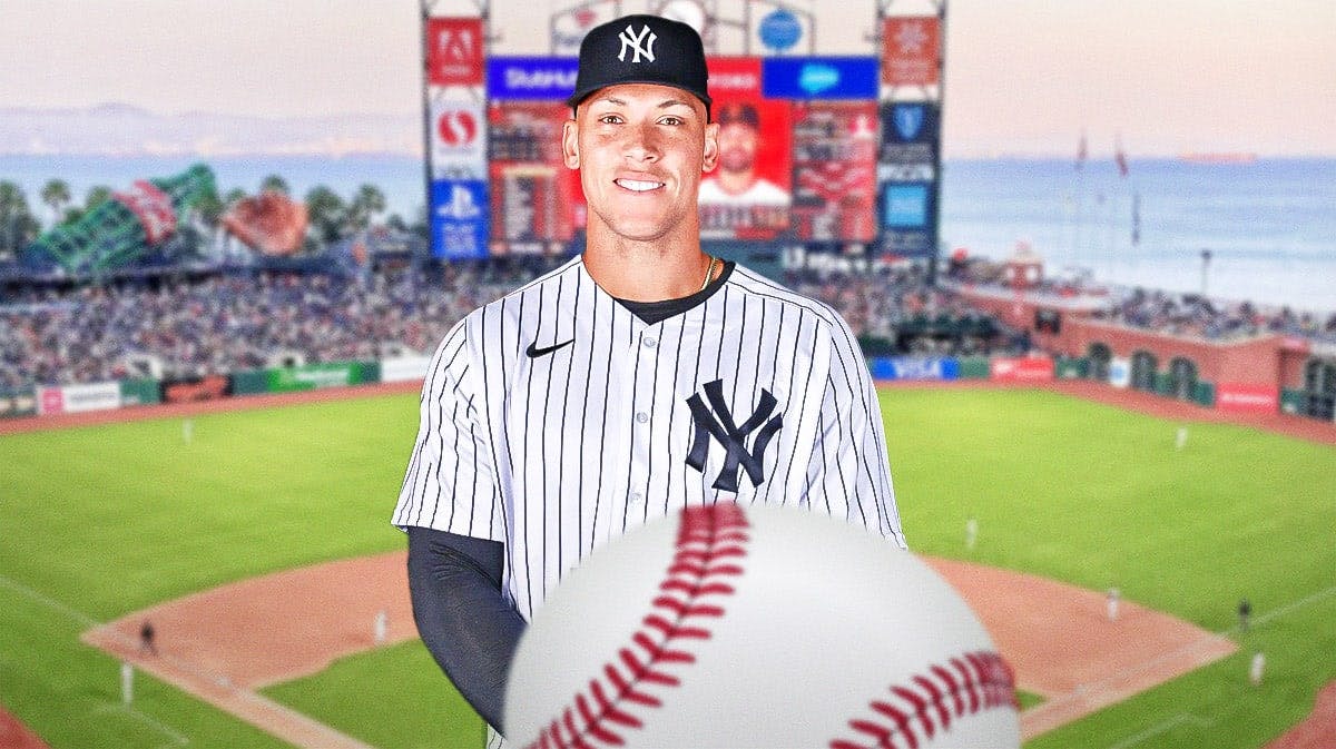 Aaron Judge with Oracle Park in background