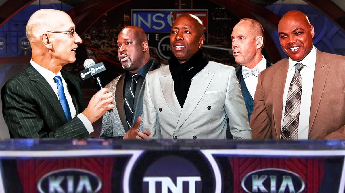 Adam Silver, Shaquille O'Neal, Kenny Smith, Ernie Johnson and Charles Barkley