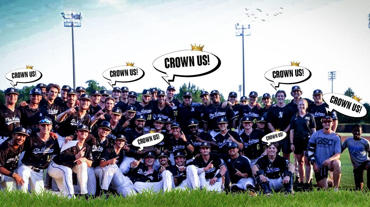 Birmingham Southern College baseball players say "crown us!"