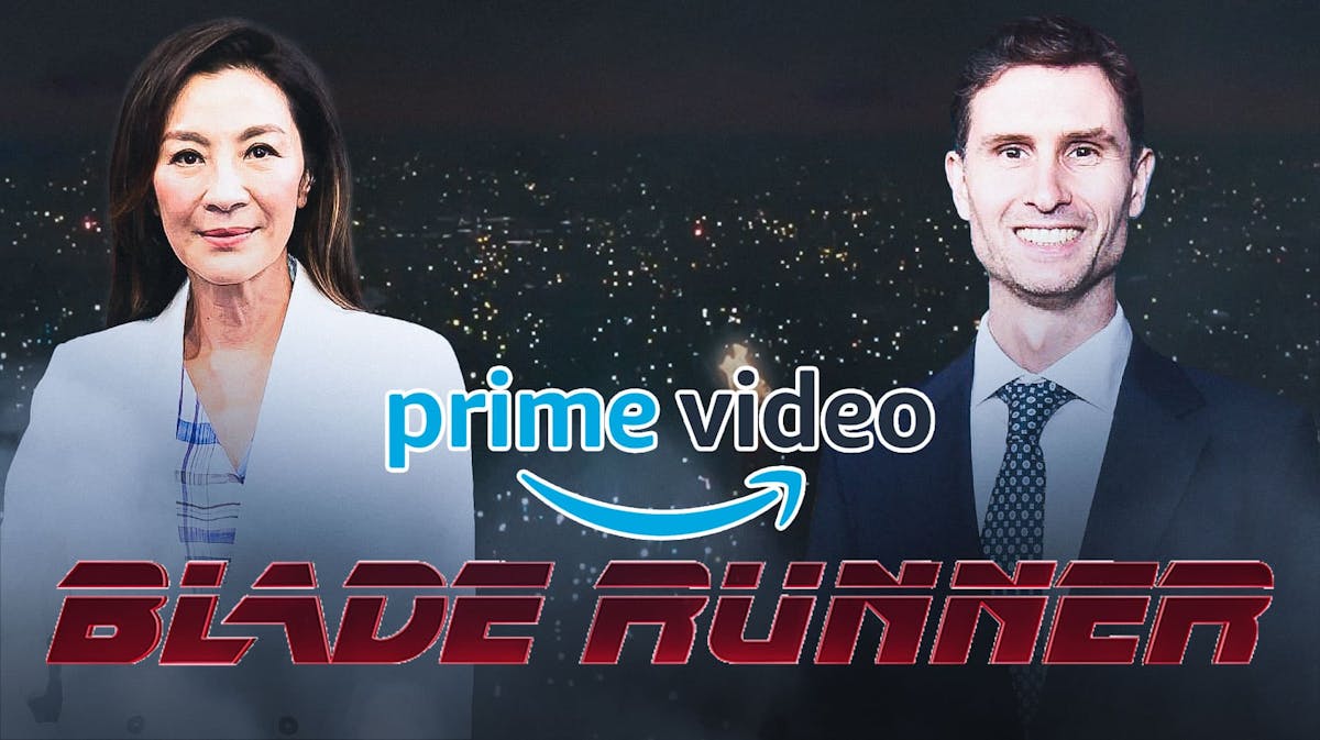 Blade Runner and logo with background and Prime Video logo with Michelle Yeoh and Shōgun director Jonathan van Tulleken.