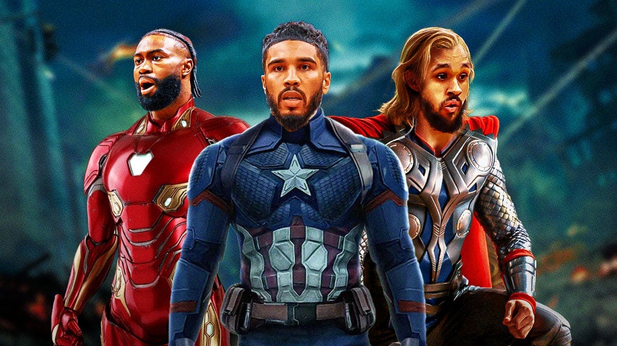 Celtics' Jayson Tatum, Jaylen Brown and Derrick White as Avengers