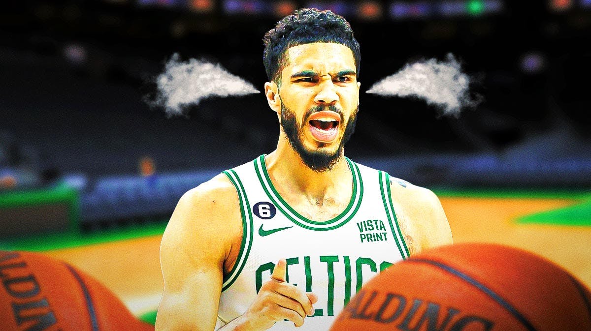 Celtics' Jayson tatum with smoke coming out his ears