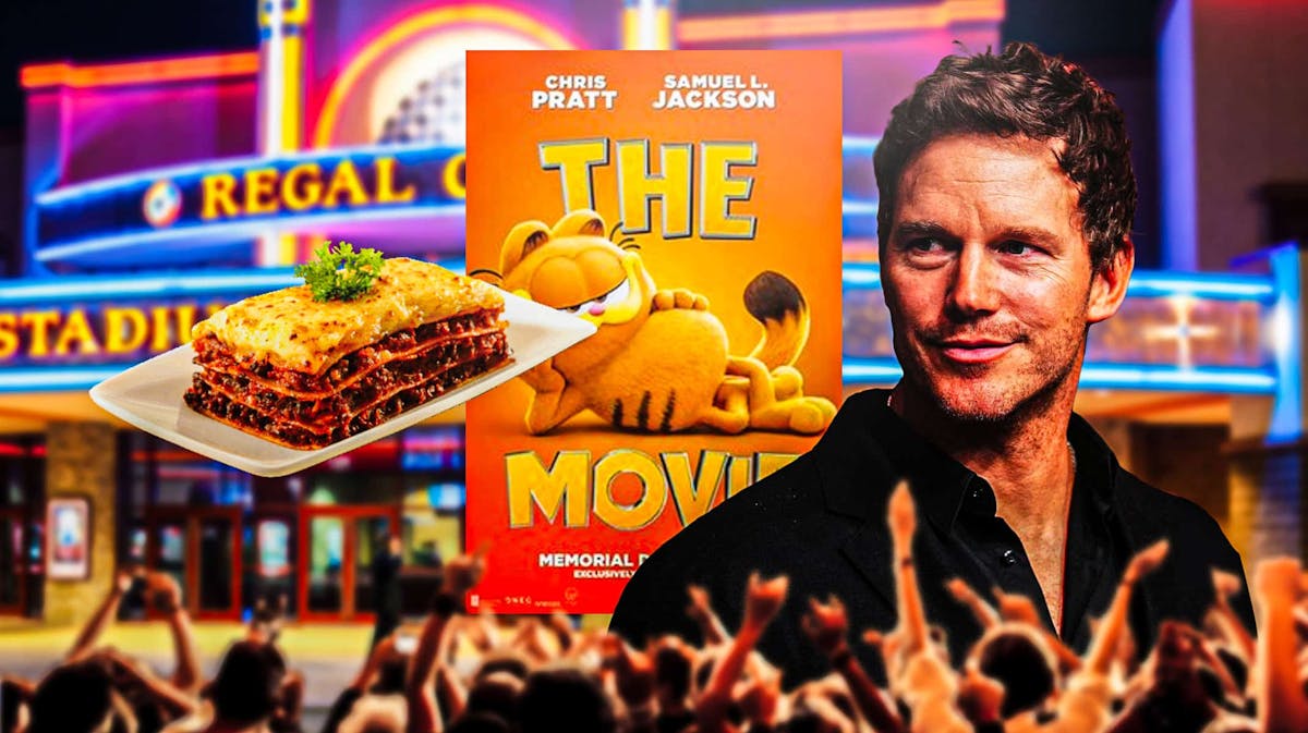 Lasagna and The Garfield Movie poster with star Chris Pratt.