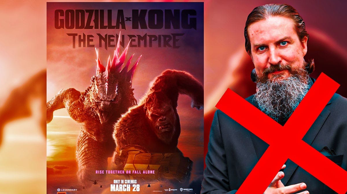 MonsterVerse film Godzilla x Kong: The New Empire with Adam Wingard crossed out.