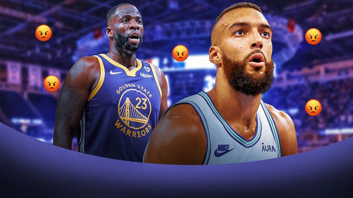 Rudy Gobert on one side, Draymond Green on the other side with a bunch of angry emojis around him