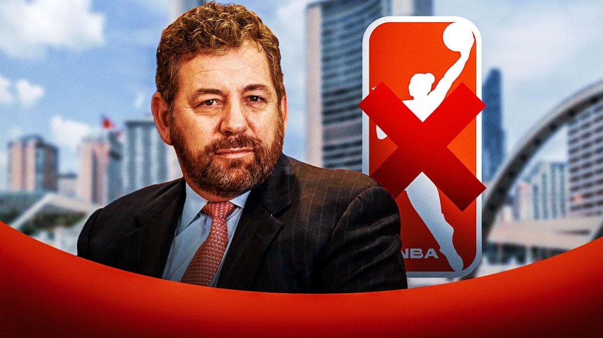 Knicks owner James Dolan, with the city of Toronto and the WNBA logo, with a "X" or canceled symbol of the WNBA logo