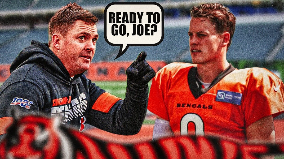 Bengals head coach Zac Taylor asking Joe Burrow if he'll be ready for Bengals OTAs
