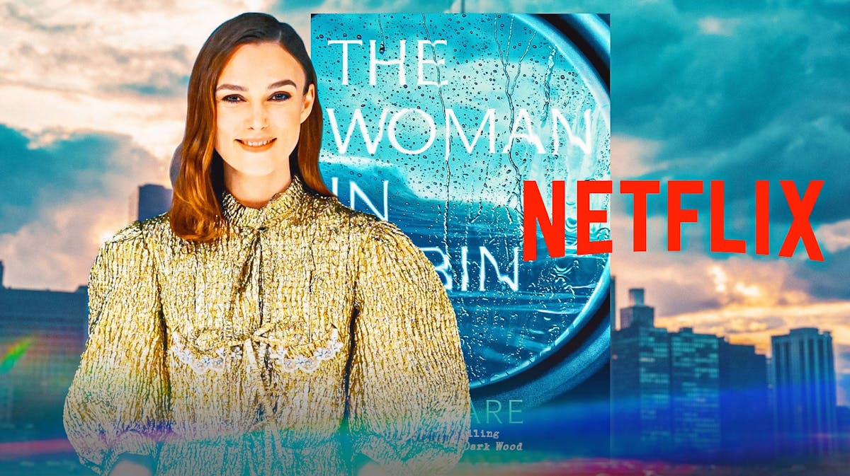 Keira Knightley, The Woman in Cabin 10 book cover, Netflix logo