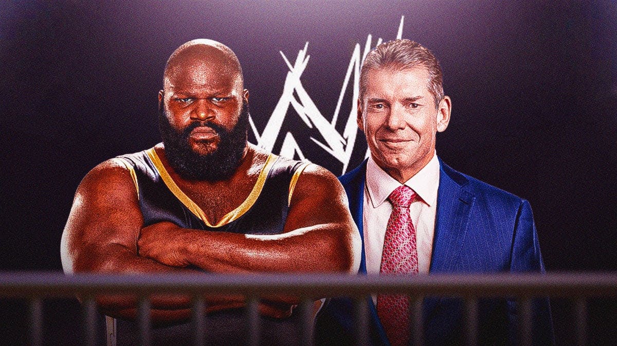 Mark Henry next to Vince McMahon with the 2000s WWE logo as the background.