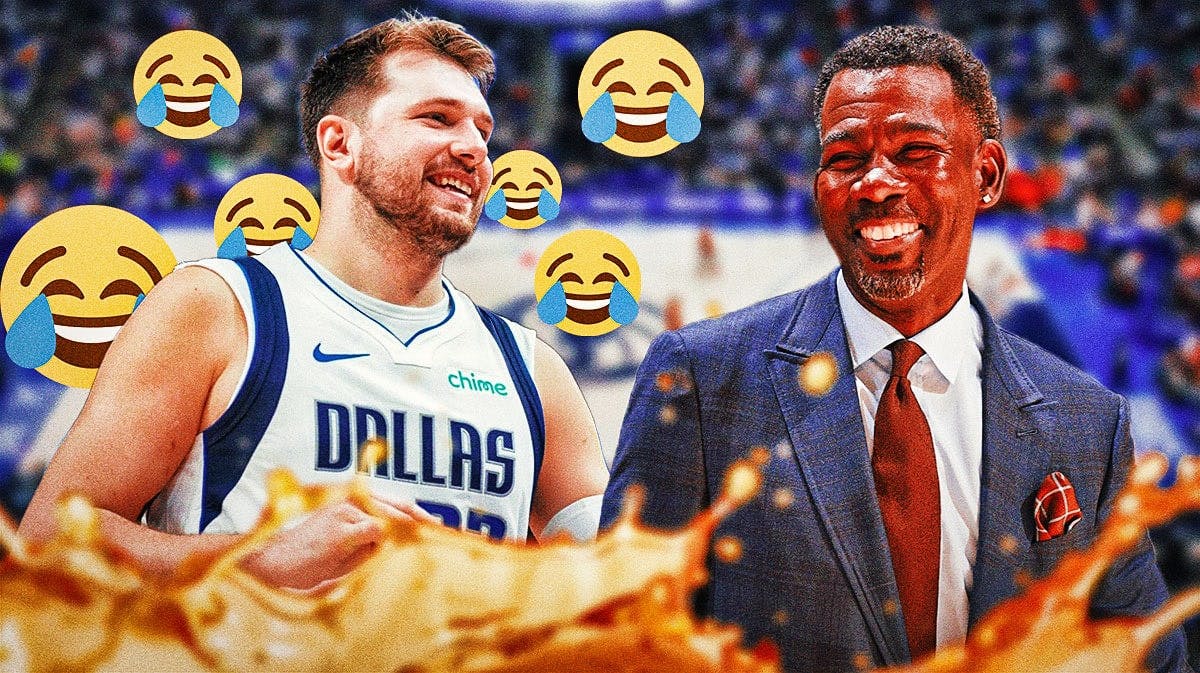 Mavericks superstar Luka Doncic, executive Michael Finley, laughing emojis above
