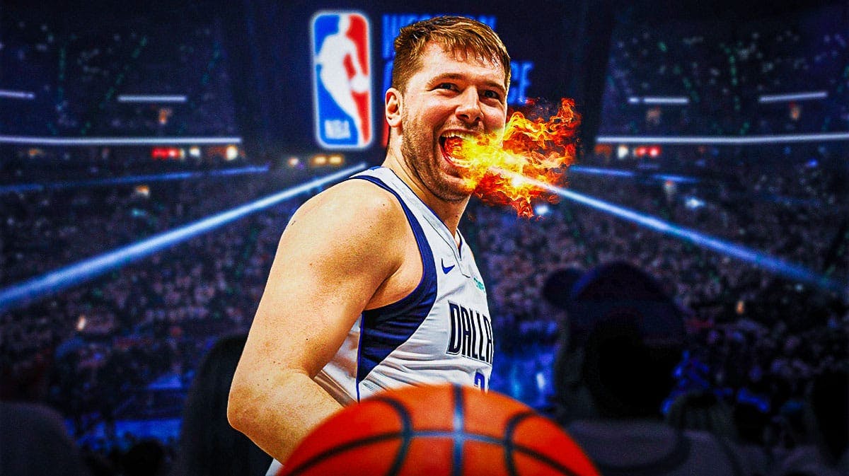 Mavericks' Luka Doncic breathing fire during Mavericks-Timberwolves Game 5.
