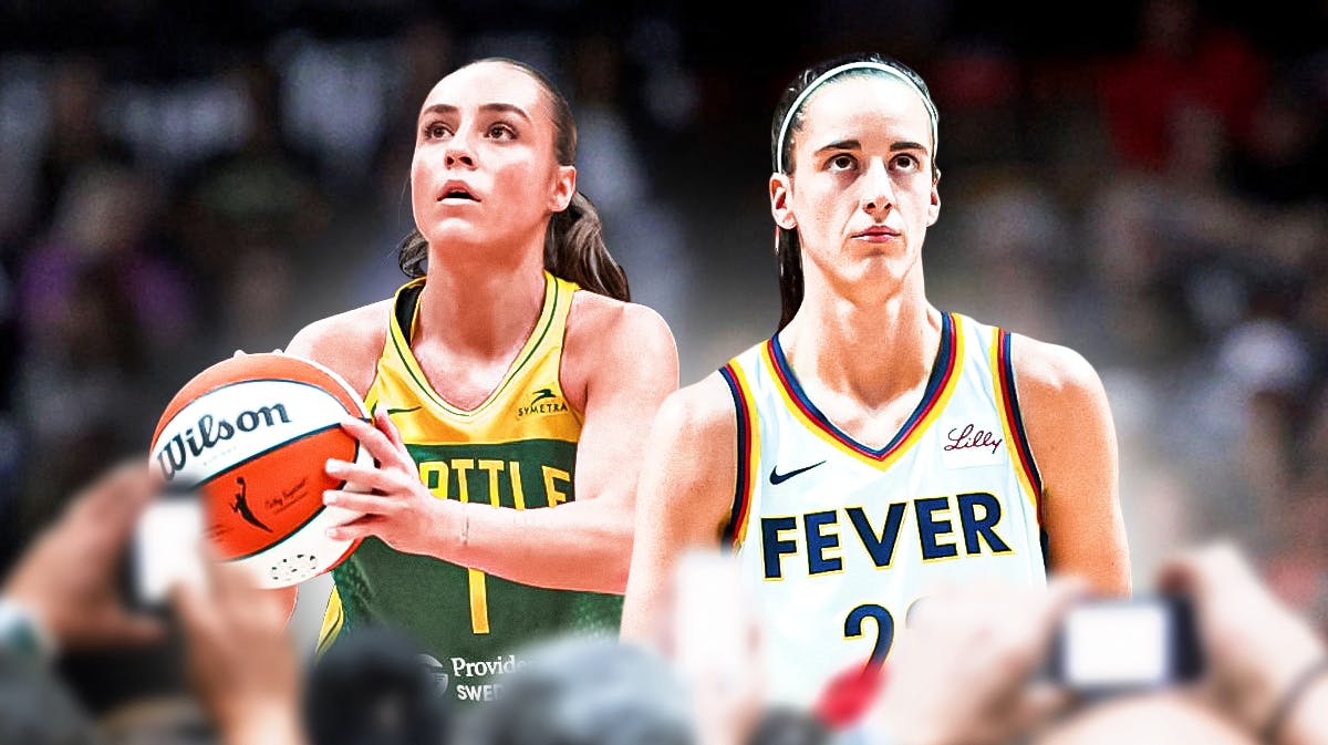 Seattle Storm player Nika Muhl and Indiana Fever player Caitlin Clark