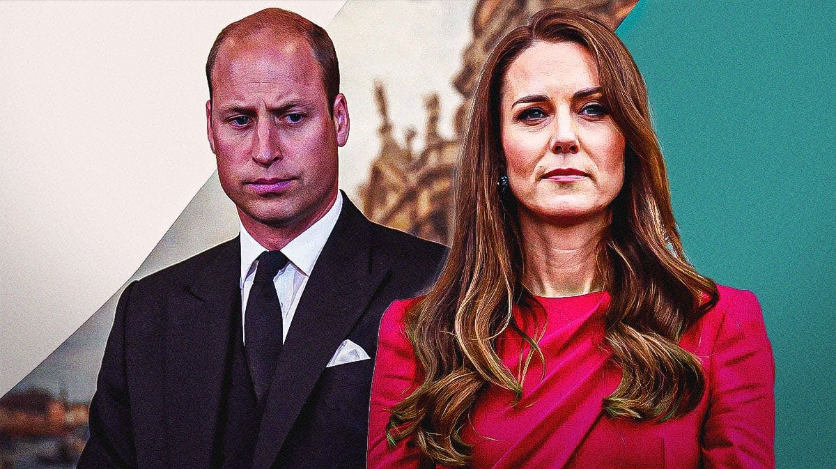 Prince William and Princess Kate with straight faces