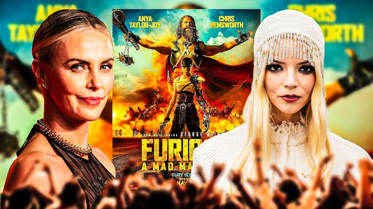 Furiosa: A Mad Max Saga poster with Charlize Theron and Anya Taylor-Joy.
