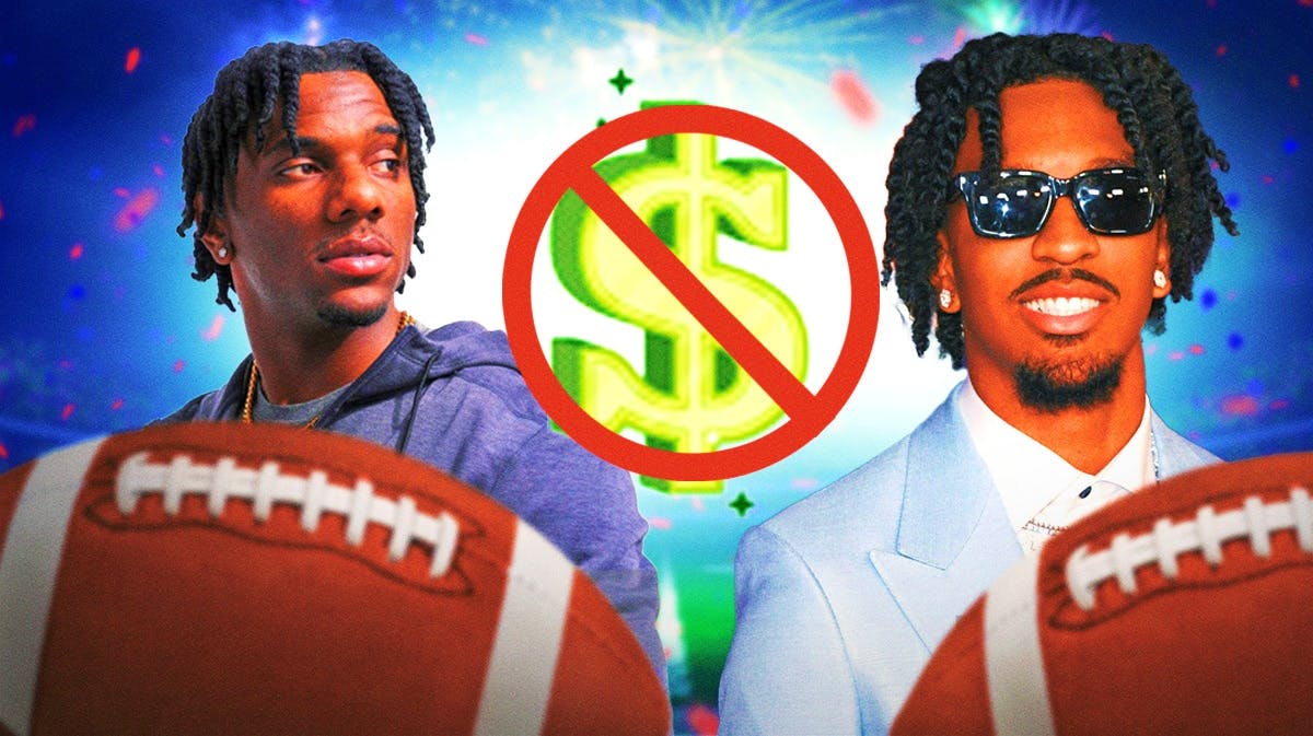 Malik Nabers and Jayden Daniels with dollar sign inside a no symbol