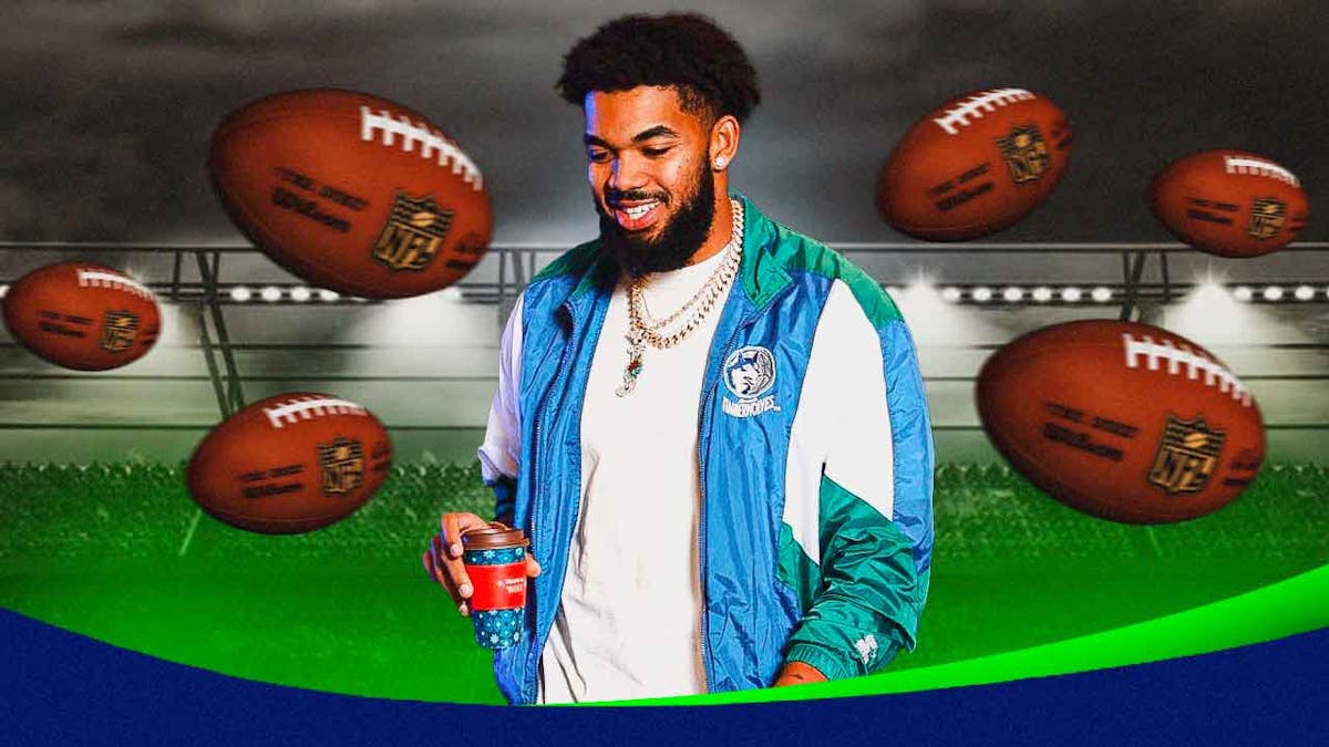 Minnesota Timberwolves, Karl-Anthony Towns, Footballs in background