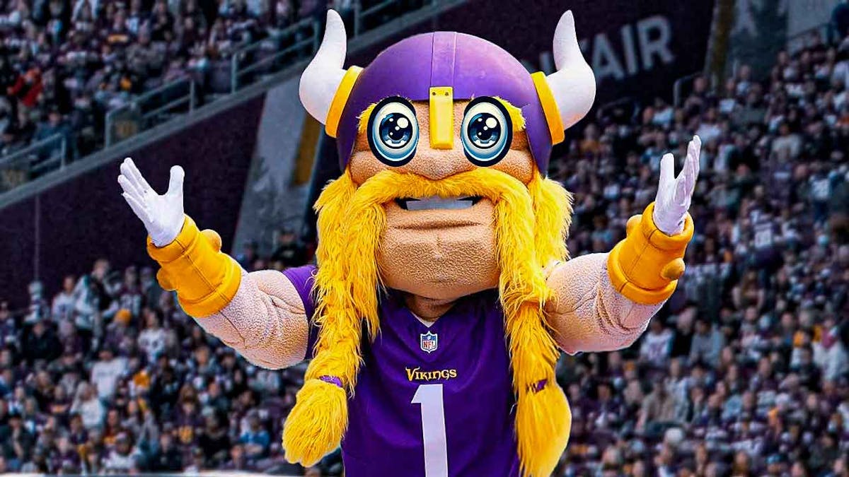 Minnesota Vikings mascot with woke eyes